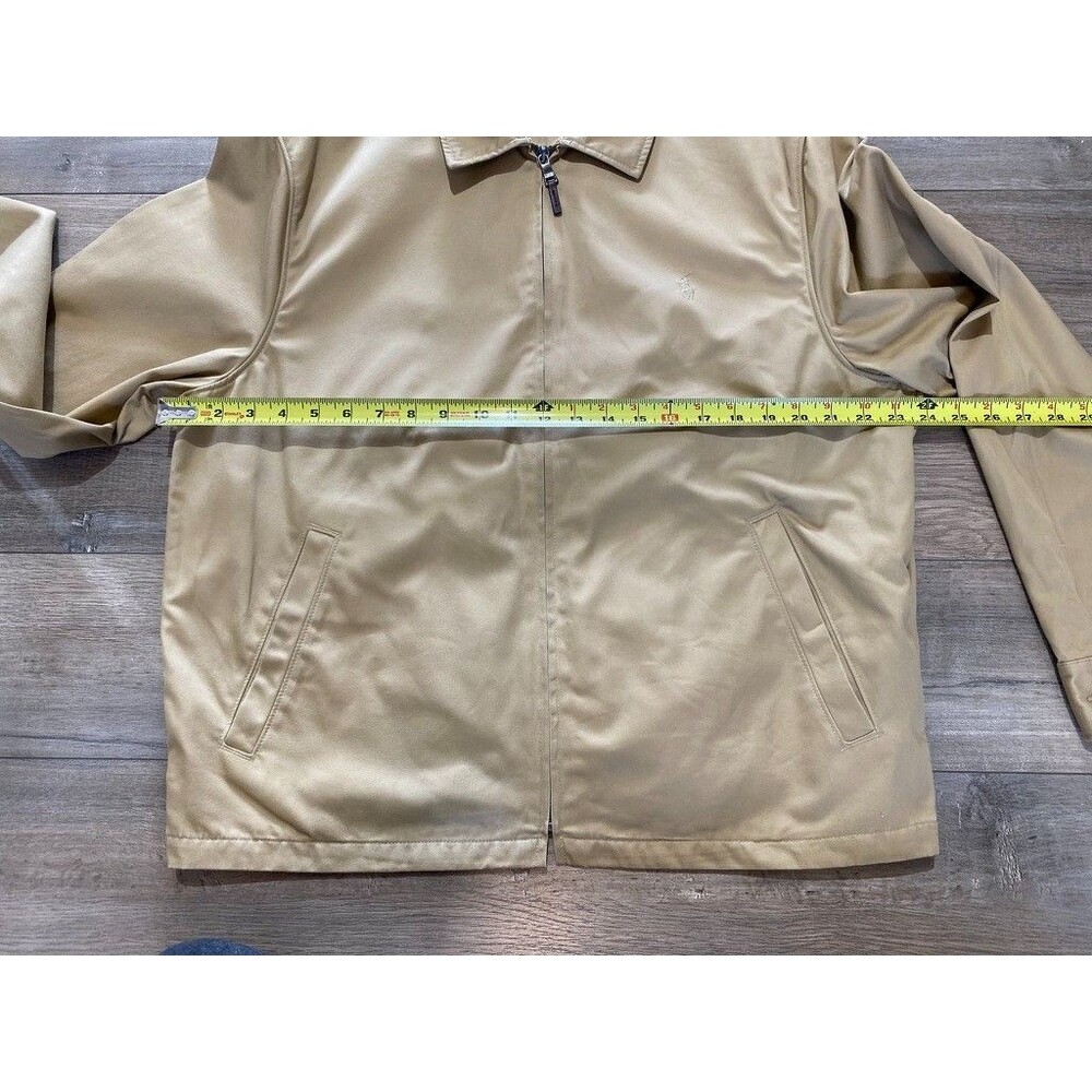 Polo Ralph Lauren Europe Bi Swing Mens XL Tan Pony Logo Leather Trim Jacket Rare - Picture 5 of 15